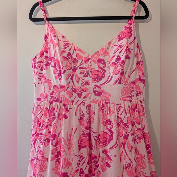 NWT Lilly Pulitzer Melody maxi dress in coral reef flamingle size 14 - Picture 3 of 8